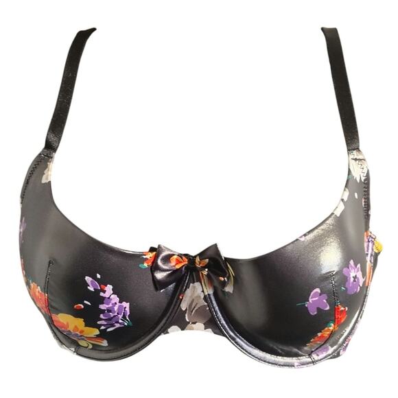 Savage x Fenty by Rhianna Night Blooms Floral Shiny Bra Black 36C - Picture 1 of 6
